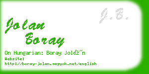 jolan boray business card